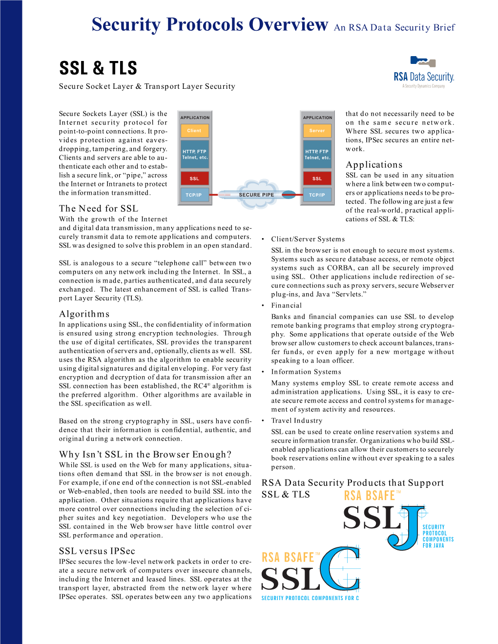 Security Protocols Overview an RSA Data Security Brief SSL &