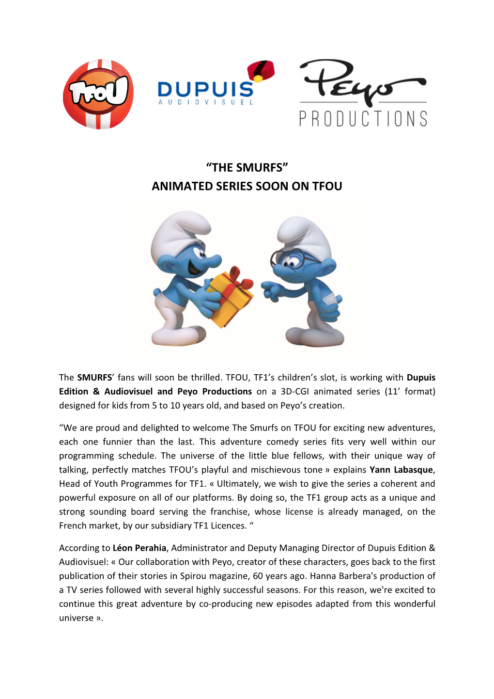 The Smurfs” Animated Series Soon on Tfou