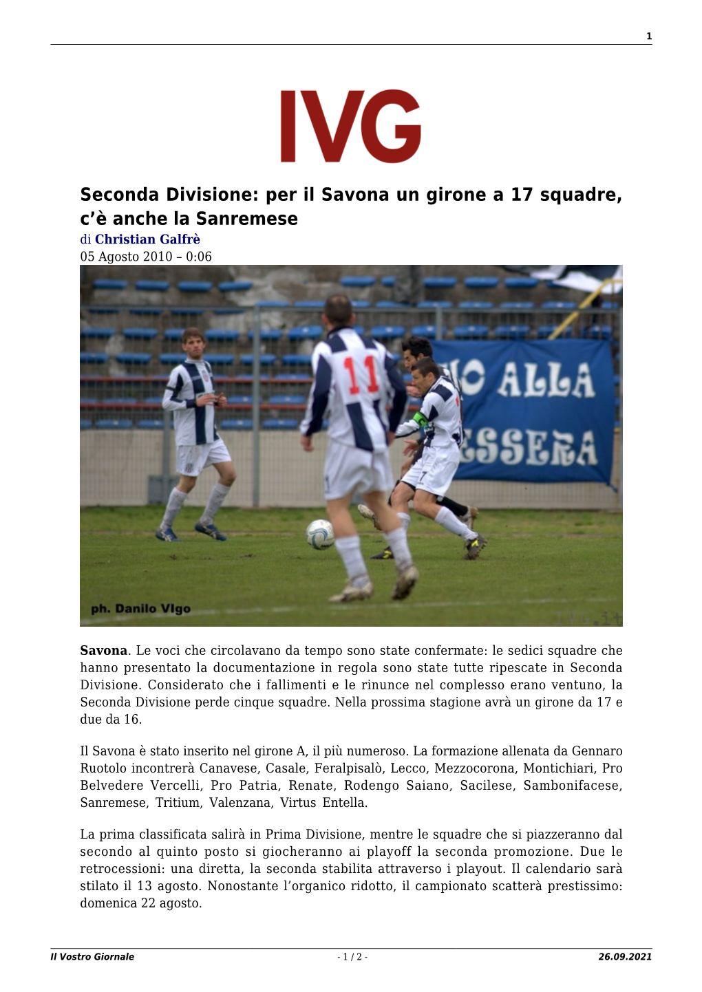 Il Vostro Giornale - 1 / 2 - 26.09.2021 2