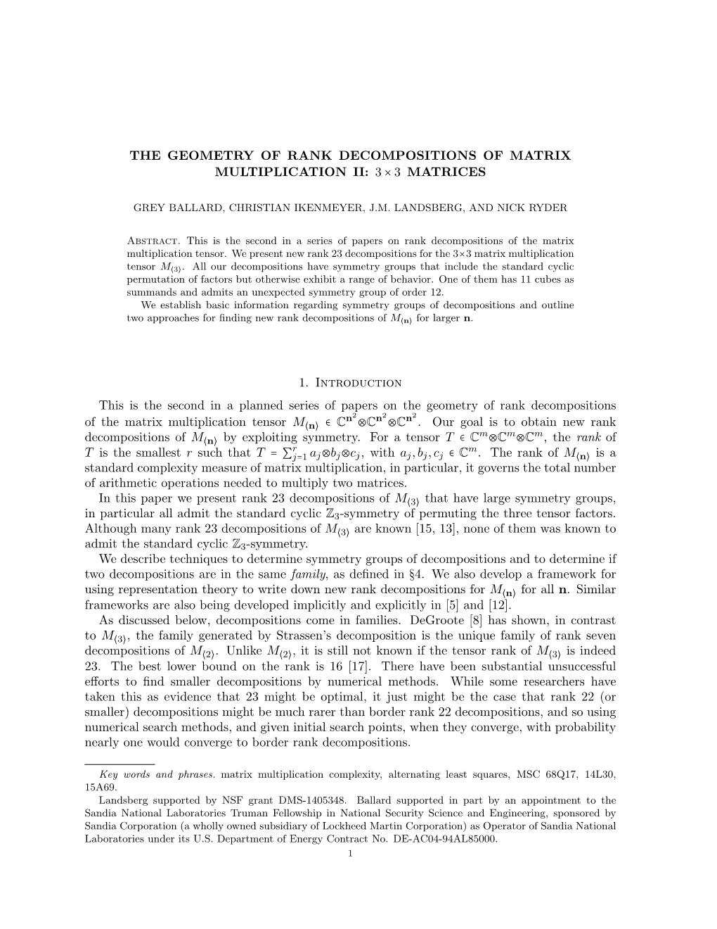 The Geometry of Rank Decompositions of Matrix Multiplication Ii: 3 3 Matrices