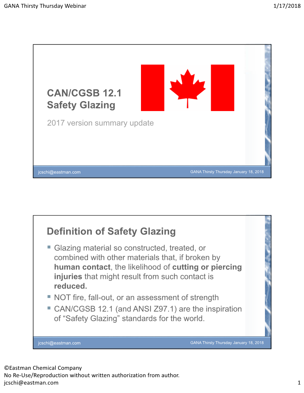 CAN/CGSB 12.1 Safety Glazing