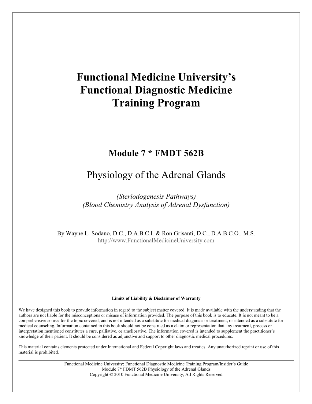 Functional Medicine University's Functional Diagnostic Medicine