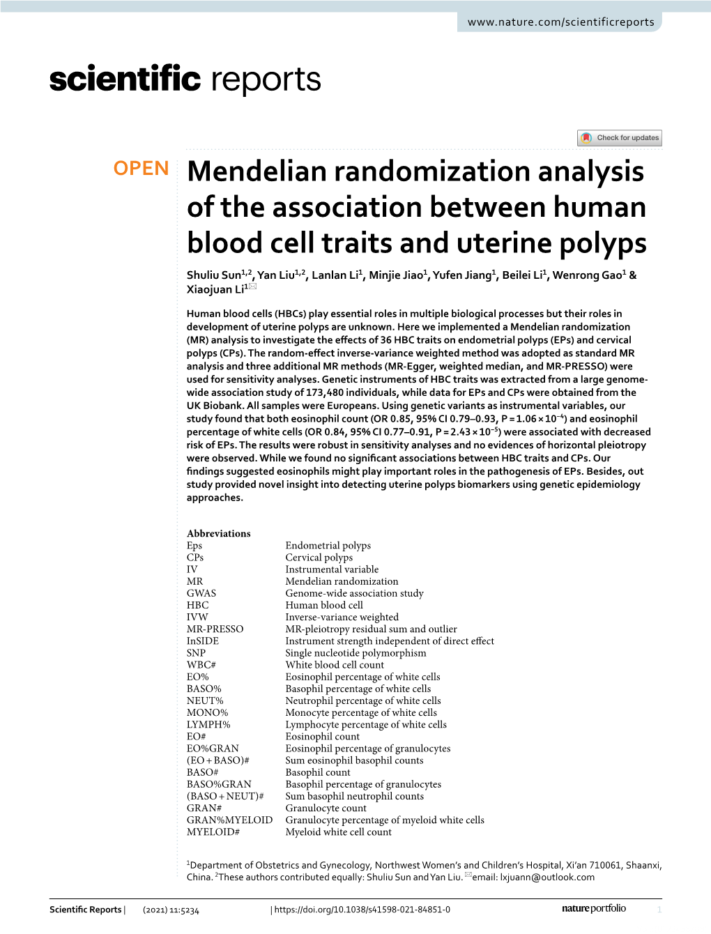 Mendelian Randomization Analysis of the Association Between Human