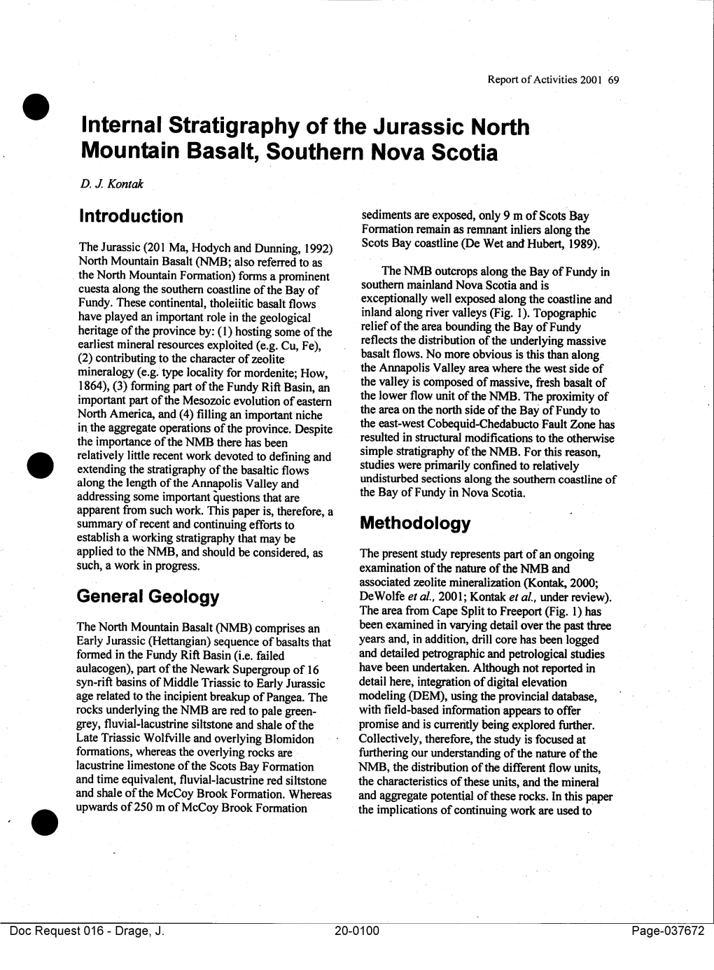 Internal Stratigraphy of the Jurassic North Mountain Basalt, Southern Nova Scotia