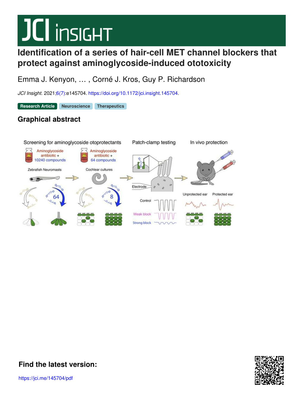 Identification of a Series of Hair-Cell MET Channel Blockers That Protect Against Aminoglycoside-Induced Ototoxicity