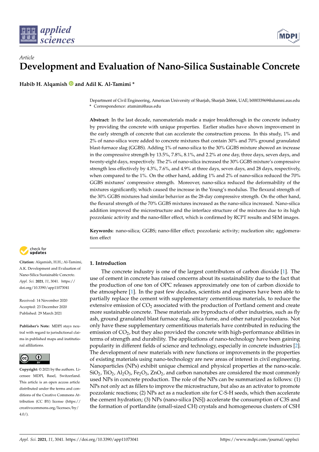 Development and Evaluation of Nano-Silica Sustainable Concrete