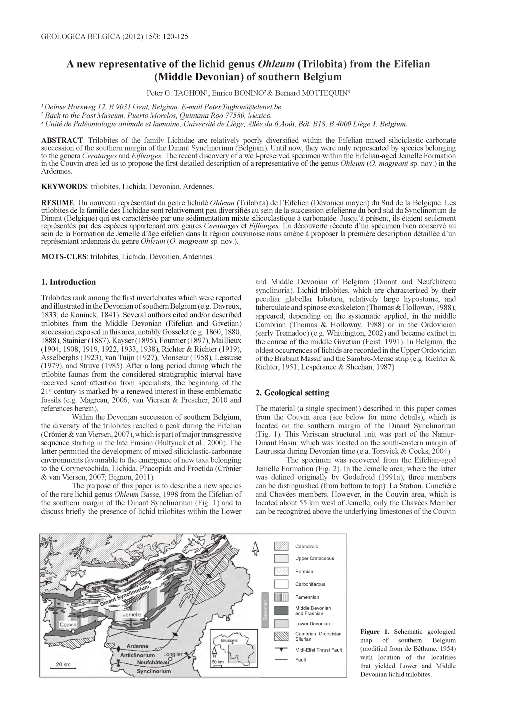 From the Eifelian (Middle Devonian) of Southern Belgium