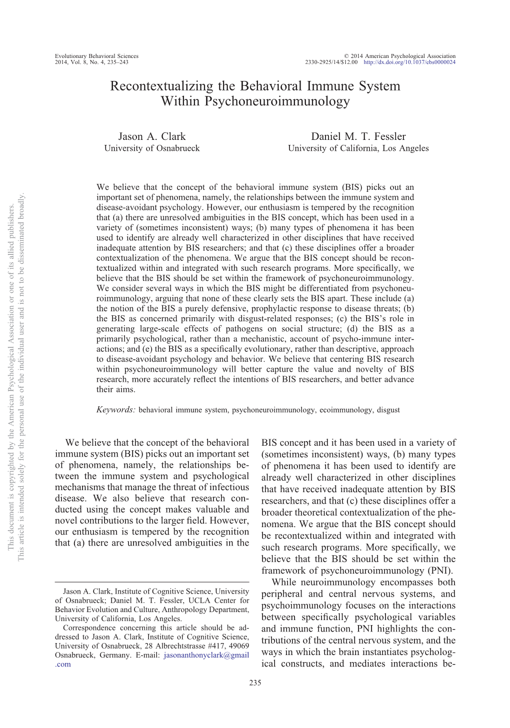 Recontextualizing the Behavioral Immune System Within Psychoneuroimmunology