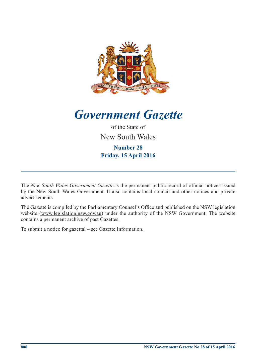 Government Gazette No 28 of 15 April 2016