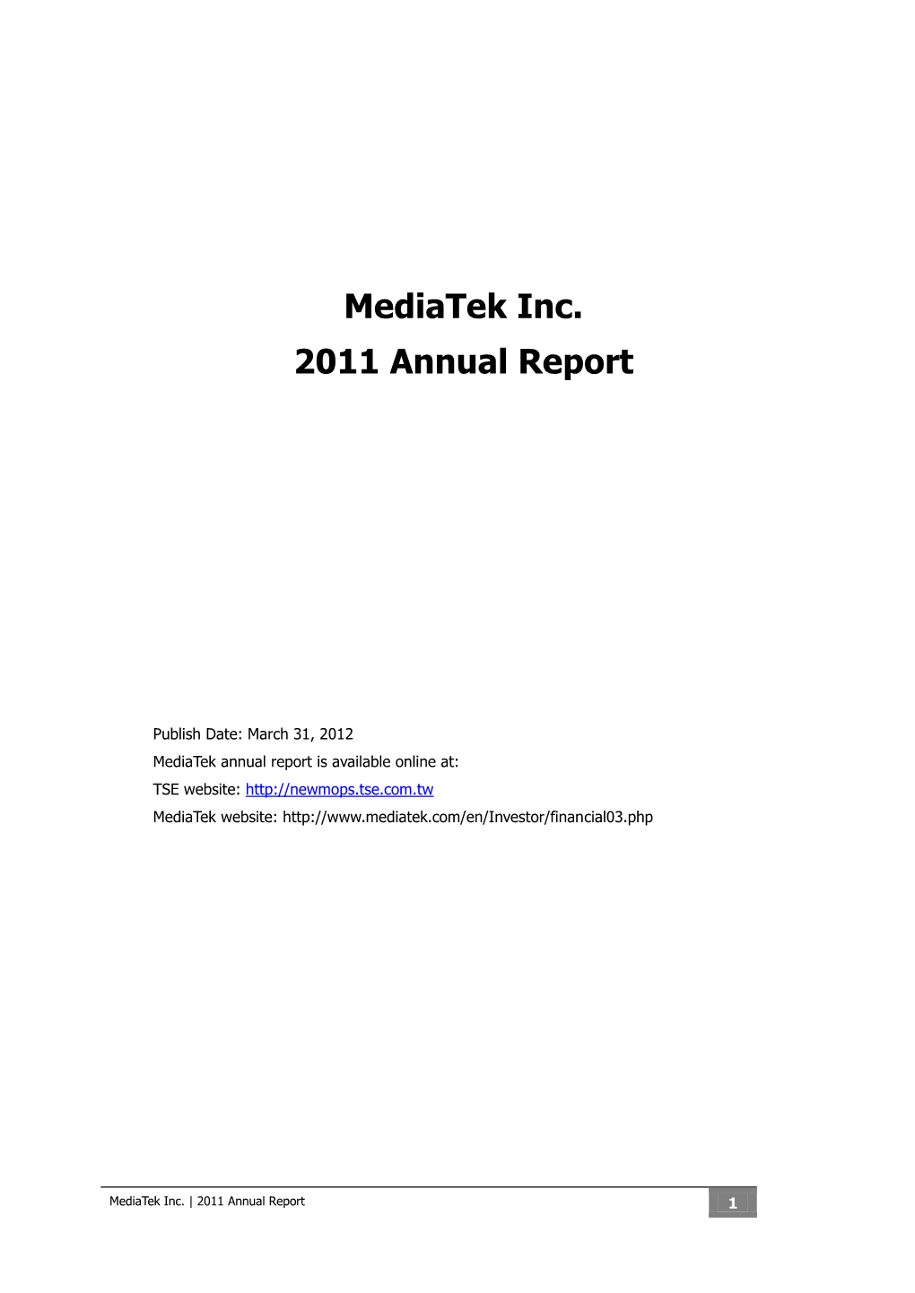Mediatek Inc. 2011 Annual Report