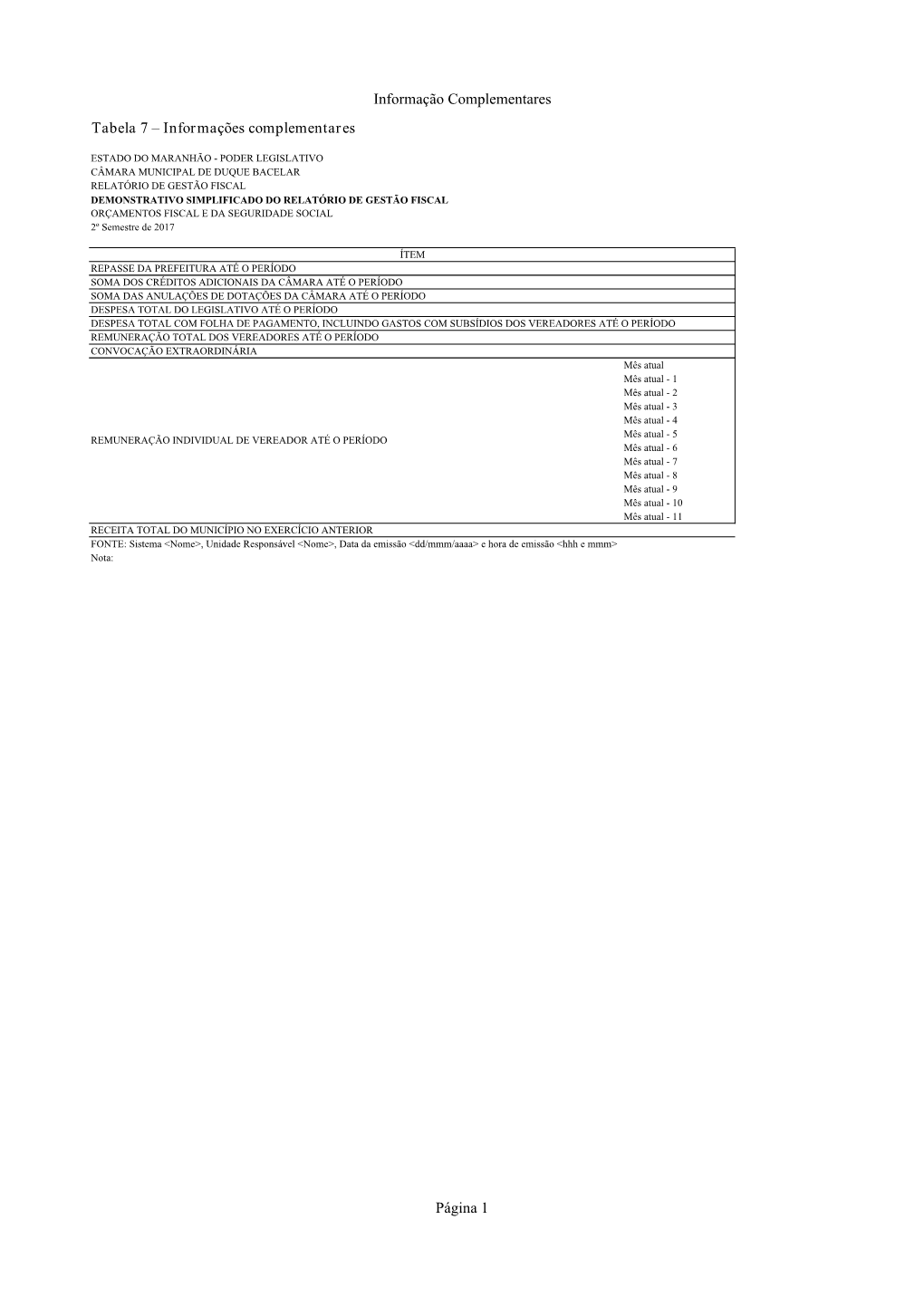 Informações Complementares Página 1