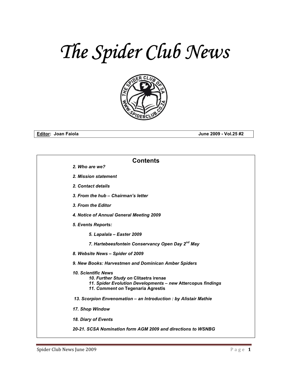 The Spider Club News