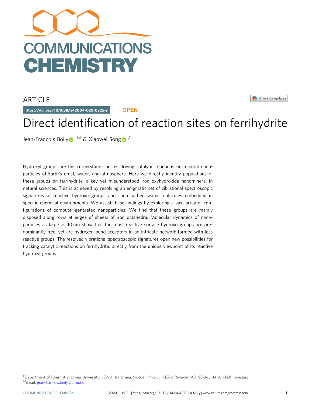 Direct Identification of Reaction Sites on Ferrihydrite