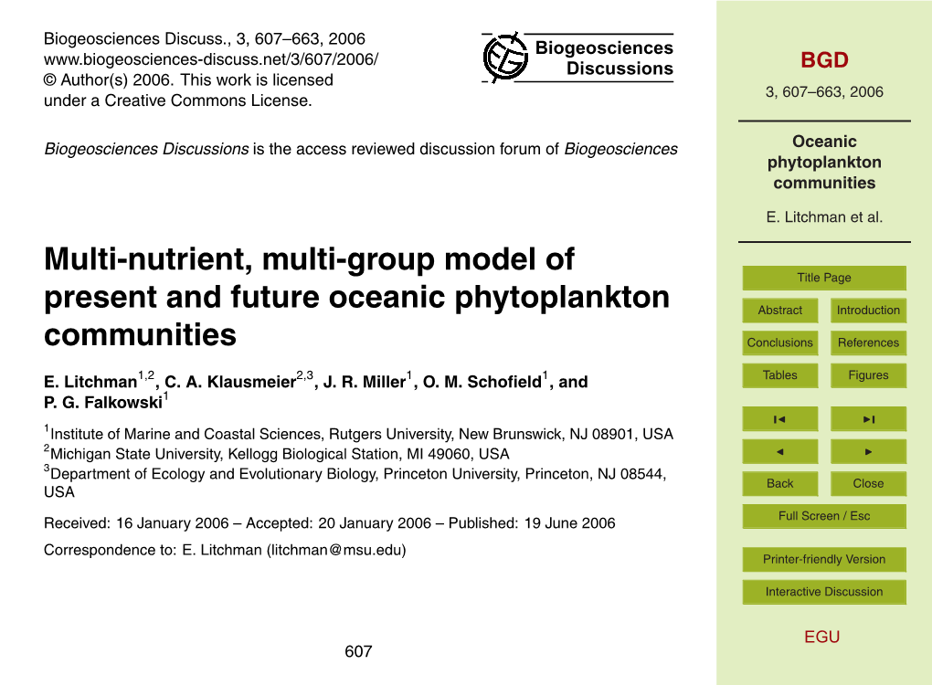 Oceanic Phytoplankton Communities