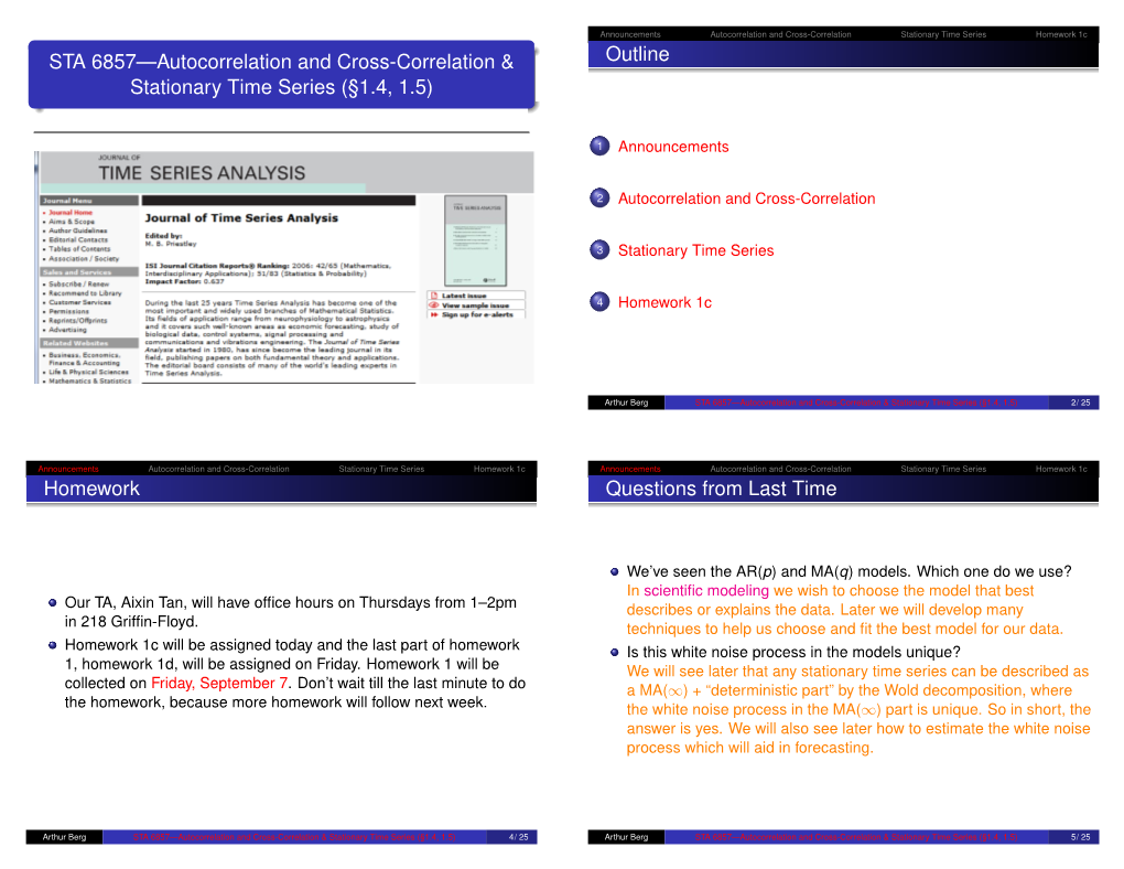 STA 6857---Autocorrelation and Cross-Correlation & Stationary Time Series