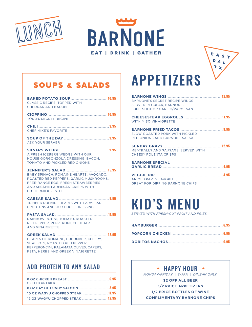 Appetizers Kid's Menu