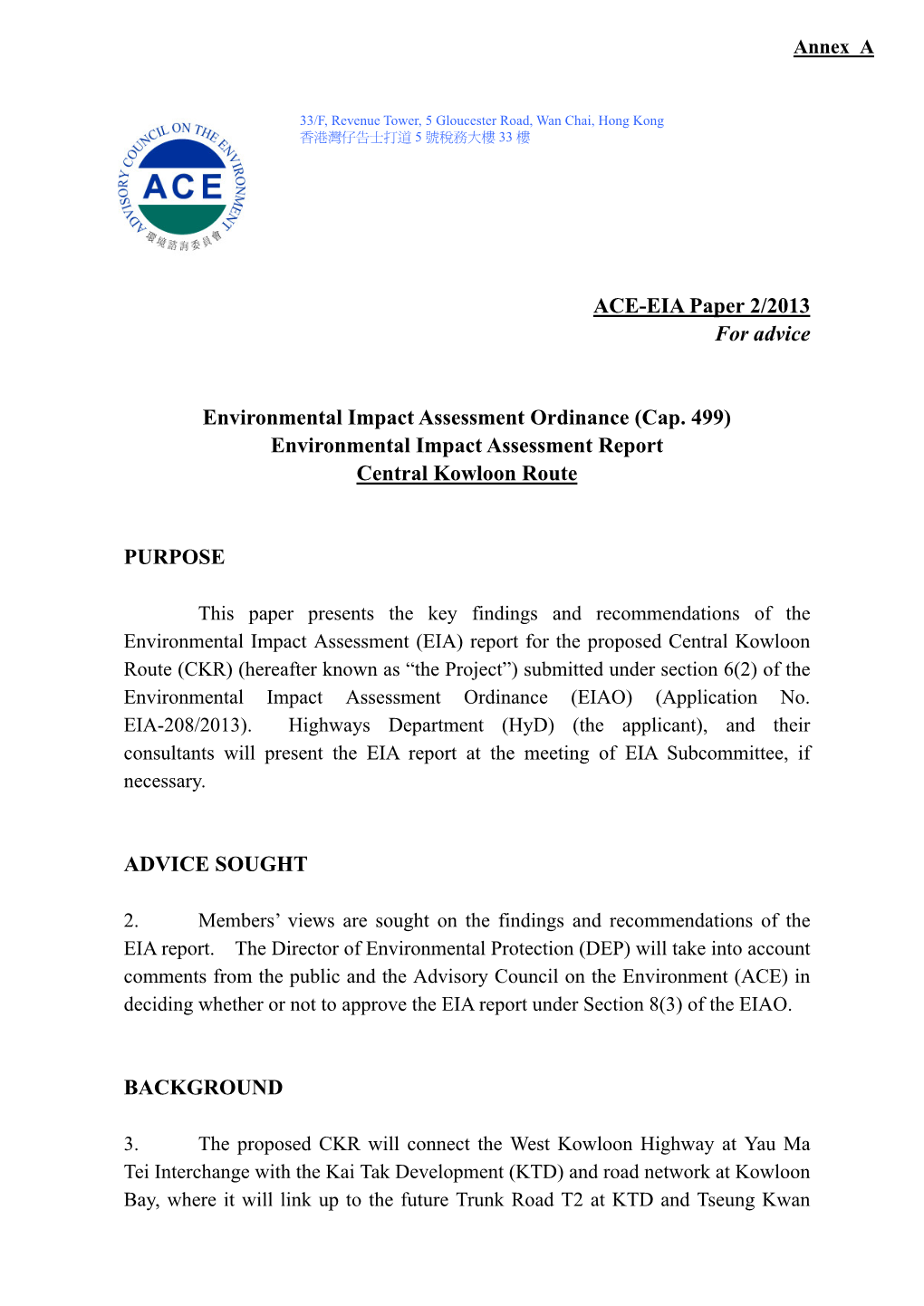 ACE-EIA Paper 2/2013 for Advice