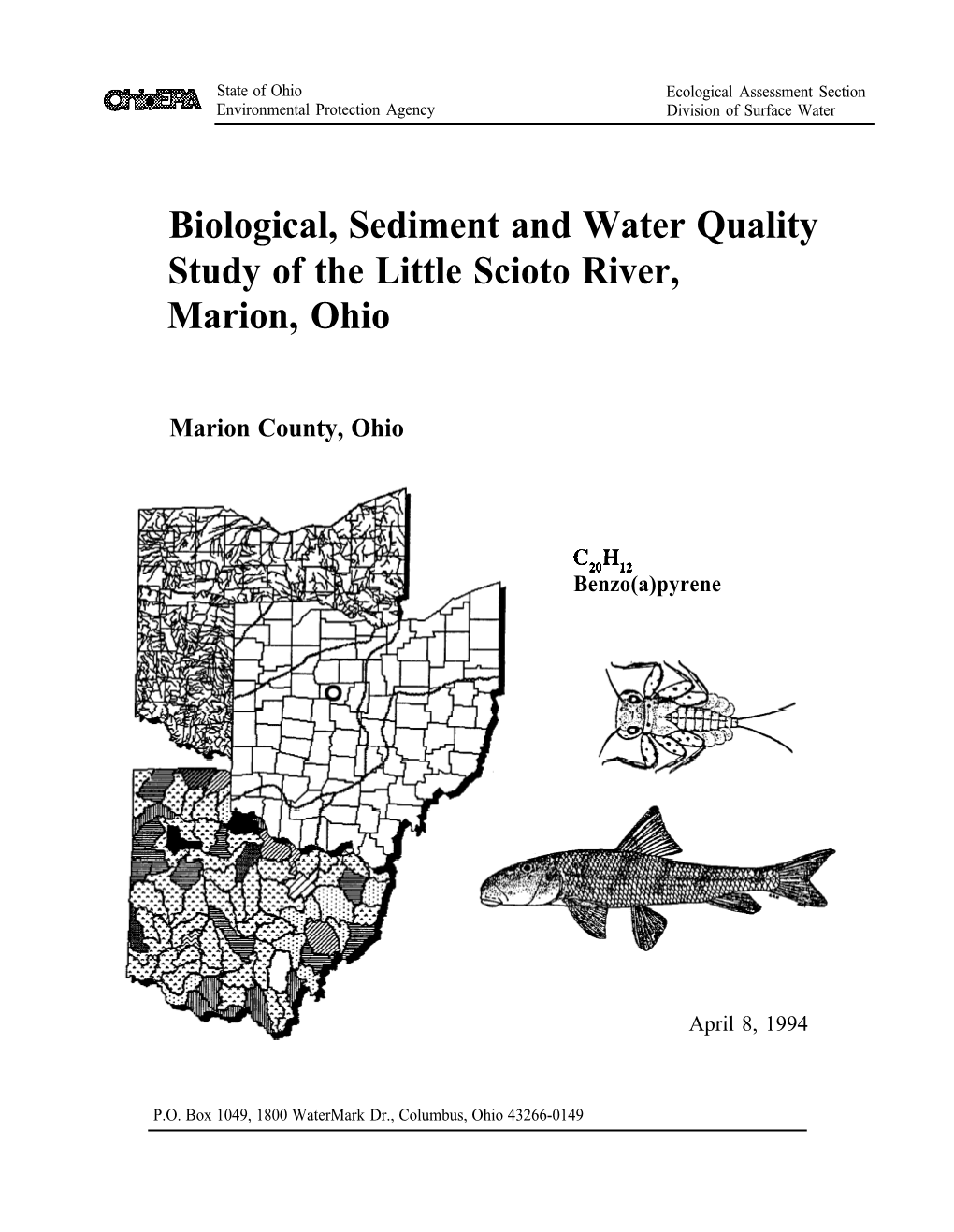 Biological, Sediment and Water Quality Study of the Little Scioto River, Marion, Ohio