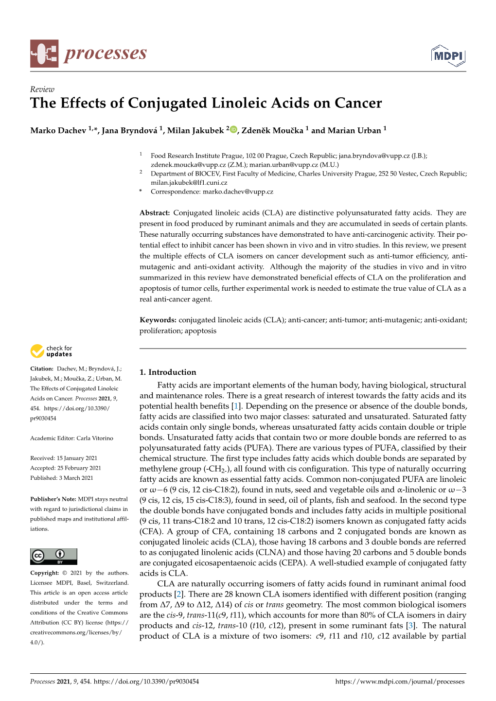 The Effects of Conjugated Linoleic Acids on Cancer