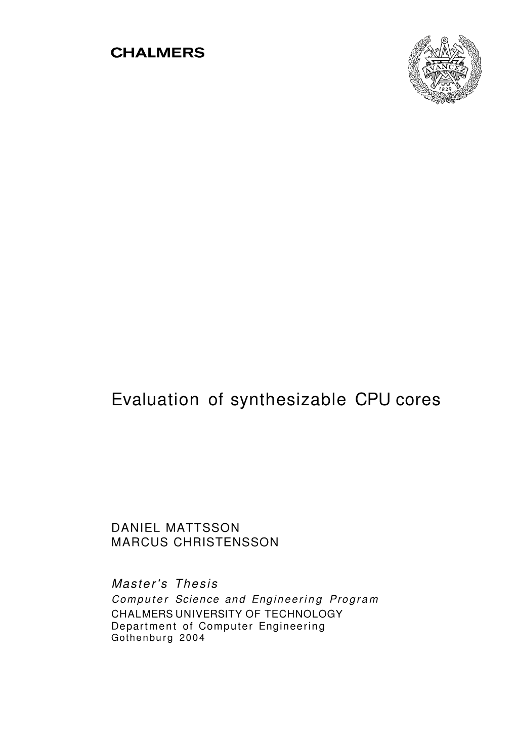 Evaluation of Synthesizable CPU Cores