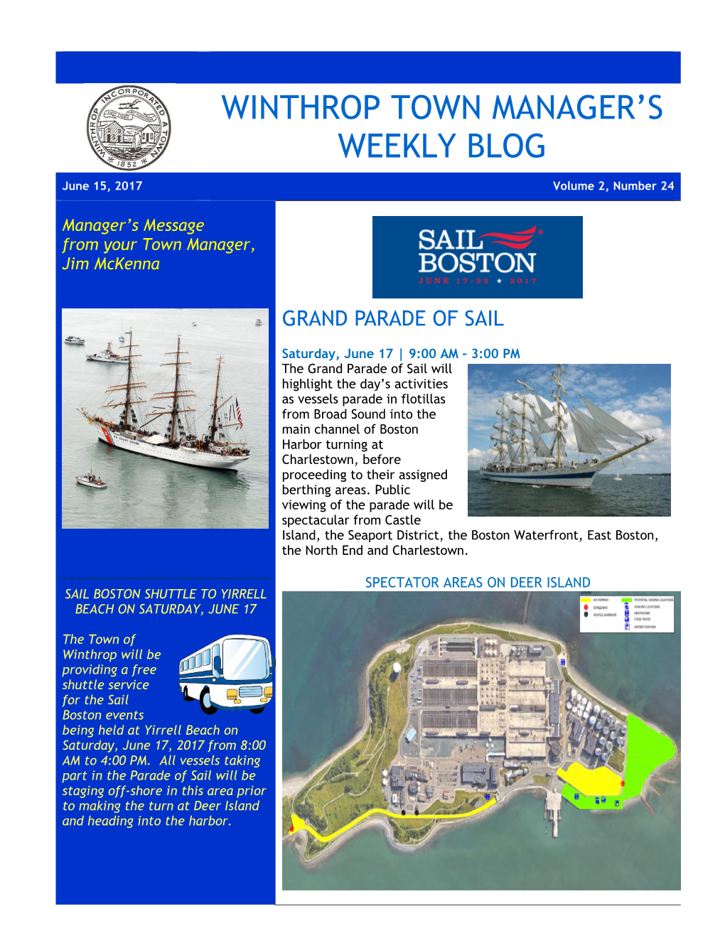 Winthrop Town Manager's Weekly Blog