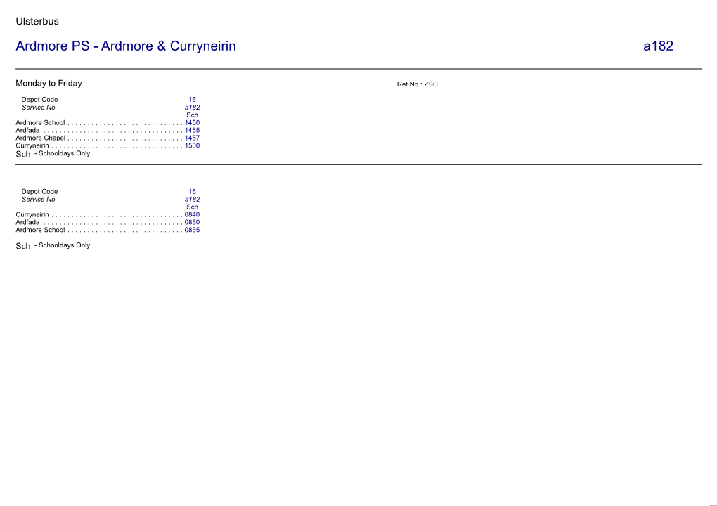 Ardmore PS - Ardmore & Curryneirin A182