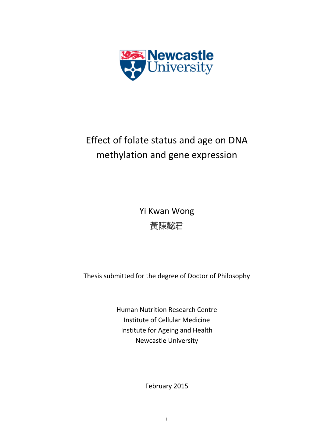 Effect of Folate Status and Age on DNA Methylation and Gene Expression