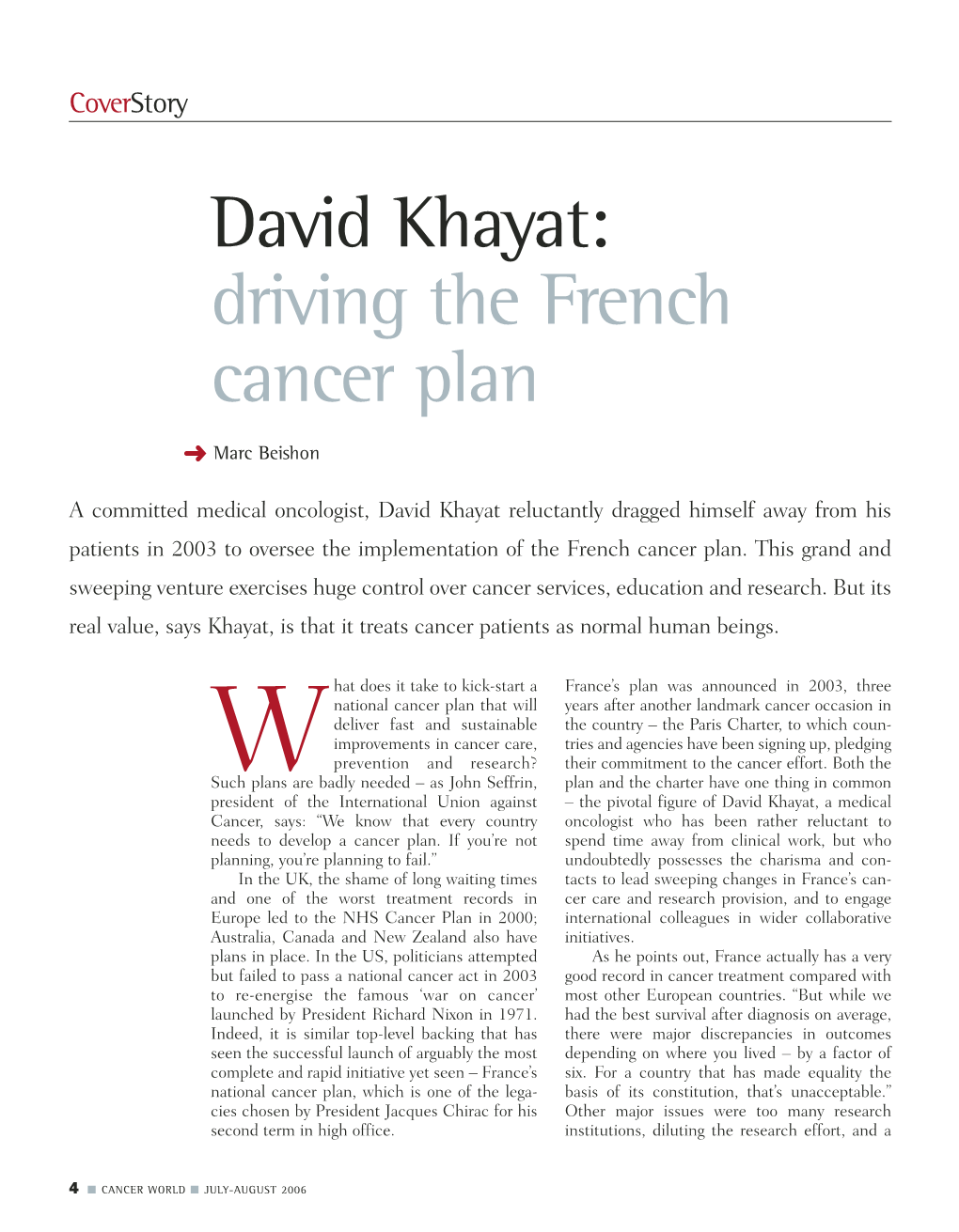 David Khayat: Driving the French Cancer Plan