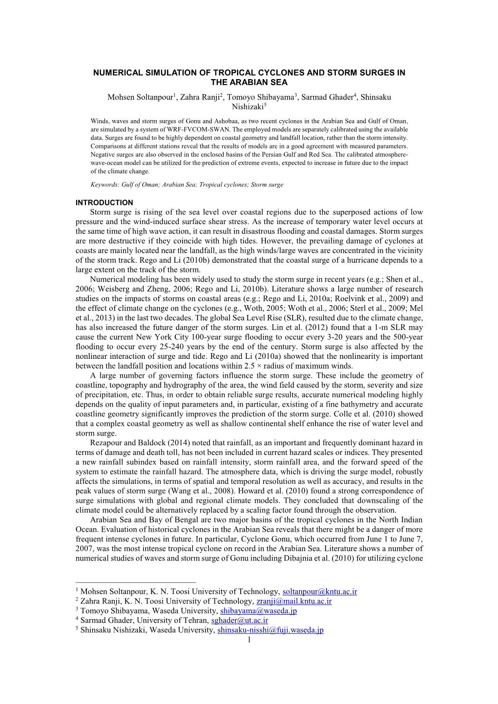 1 Numerical Simulation of Tropical Cyclones And