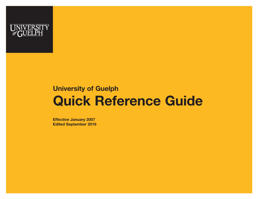 Quick Reference Guide