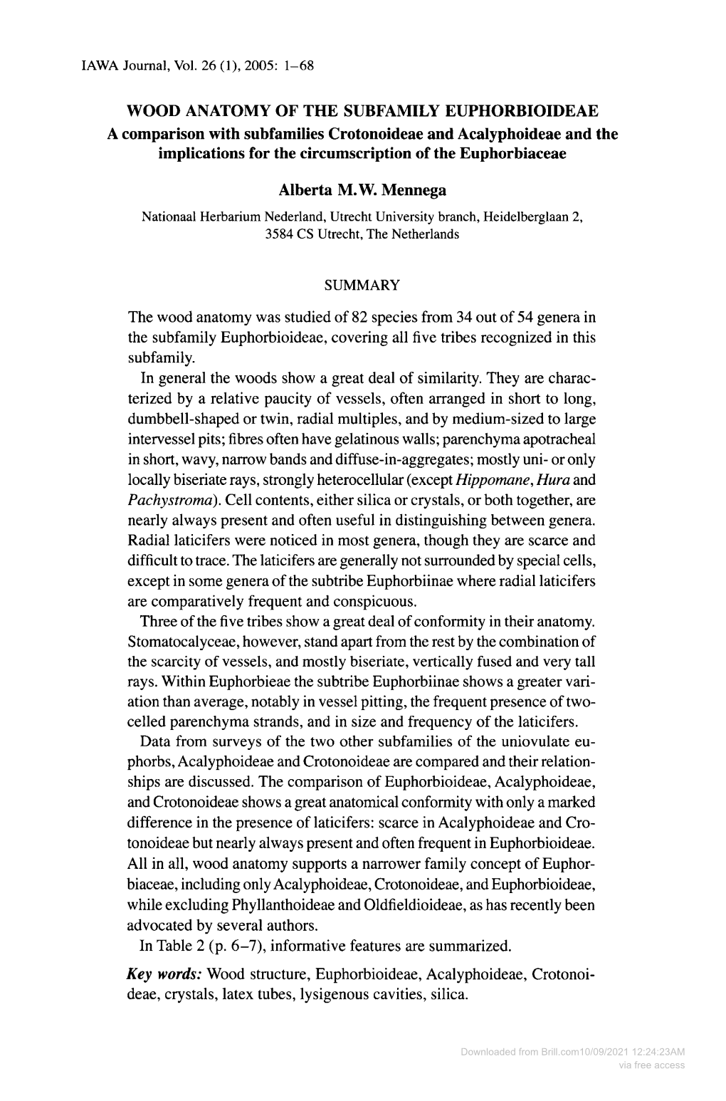 Downloaded from Brill.Com10/09/2021 12:24:23AM Via Free Access 2 IAWA Journal, Vol