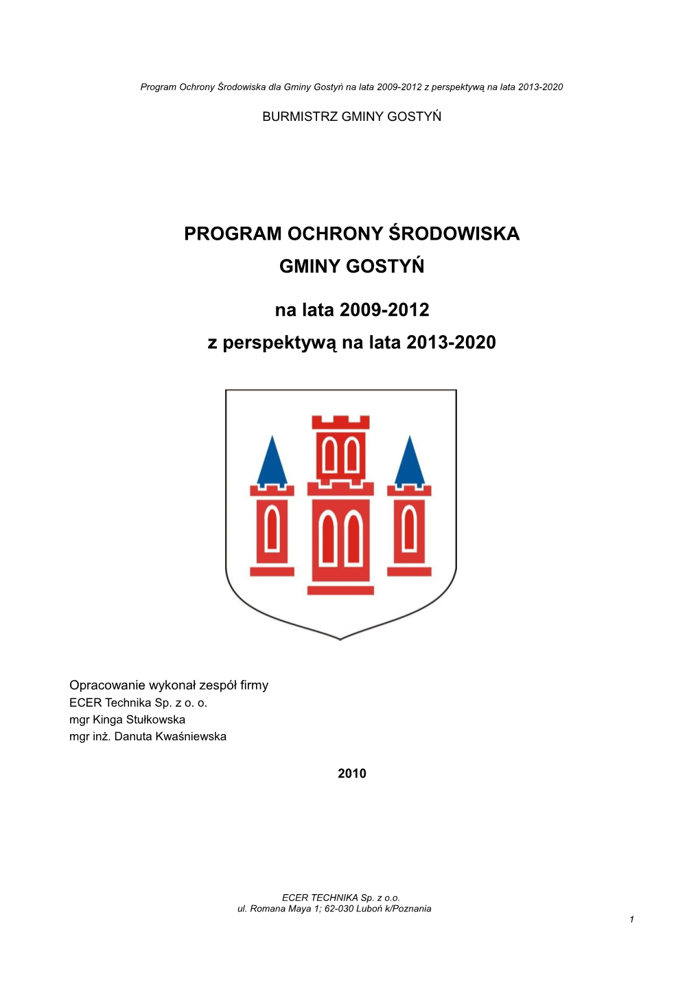 PROGRAM OCHRONY ŚRODOWISKA GMINY GOSTYŃ Na