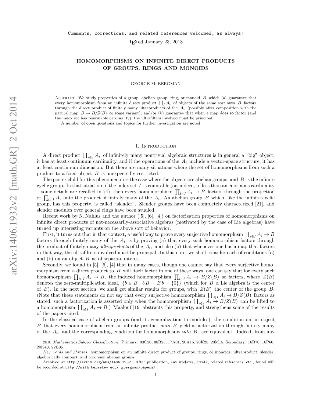 Arxiv:1406.1932V2 [Math.GR] 2 Oct 2014 B Cited