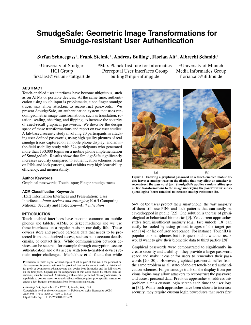 Geometric Image Transformations for Smudge-Resistant User Authentication