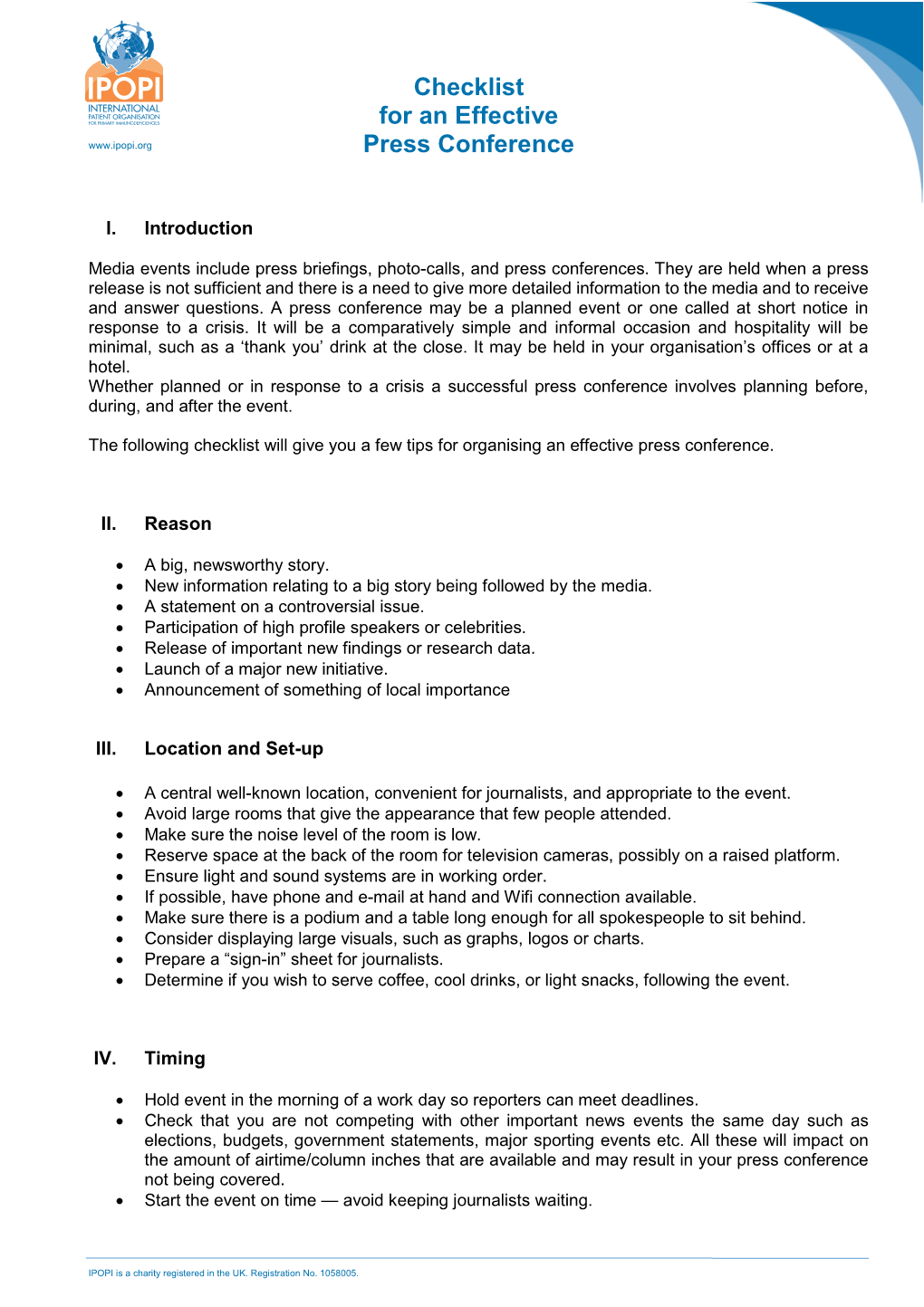 Checklist for an Effective Press Conference (PDF)