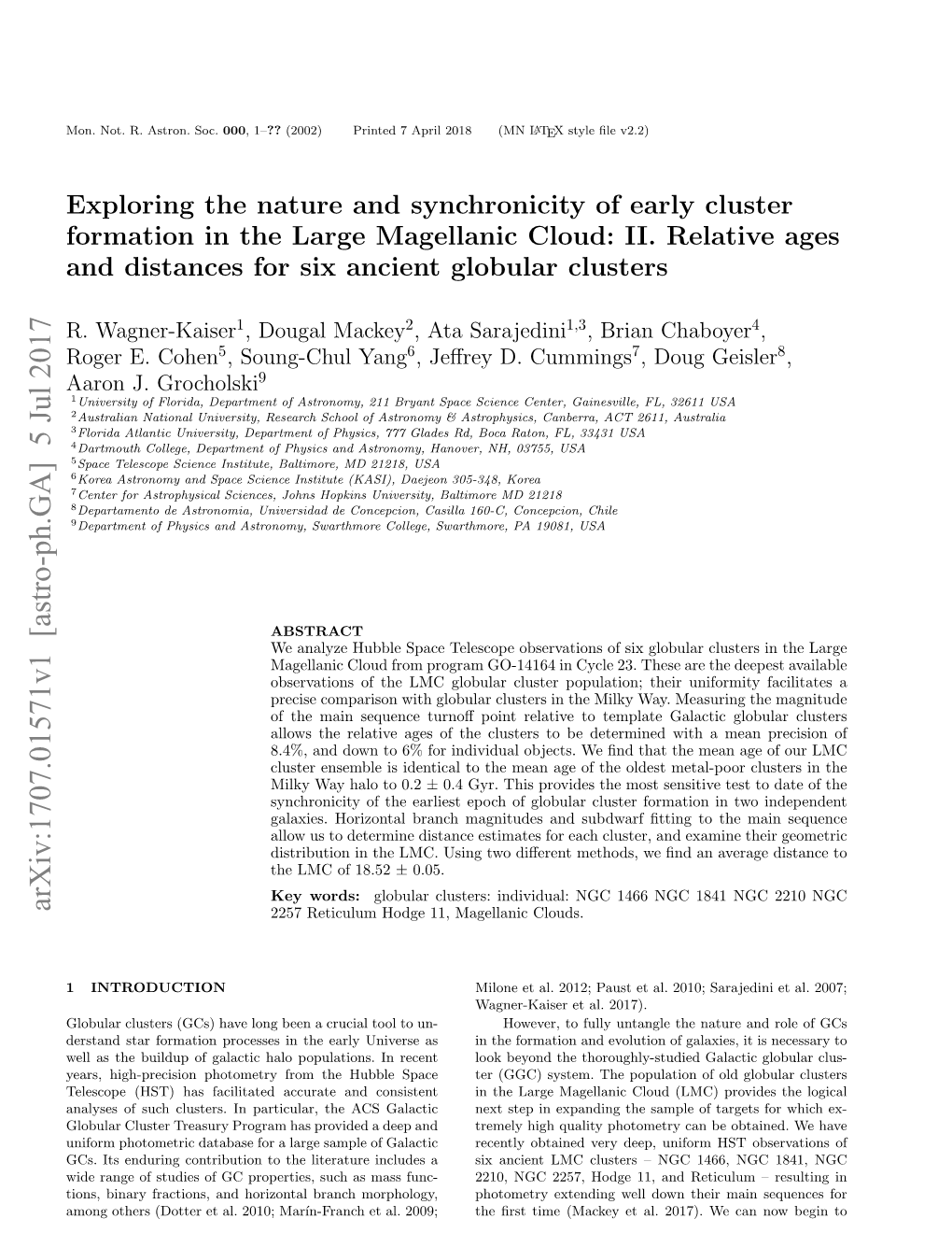 II. Relative Ages and Distances for Six Ancient Globular Clusters