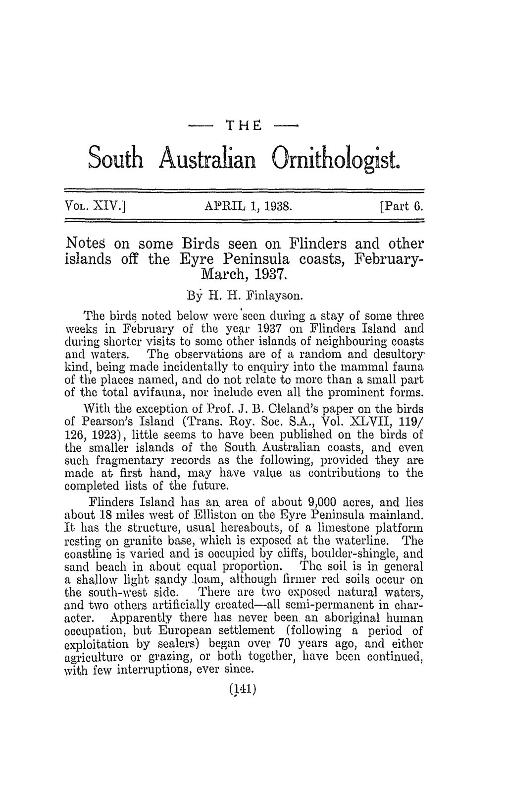 South Australian Ornithologist