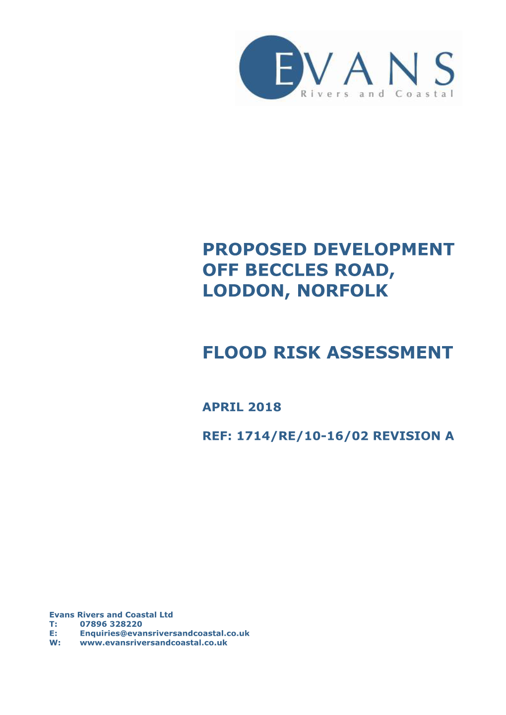 Proposed Development Off Beccles Road, Loddon, Norfolk Flood Risk Assessment
