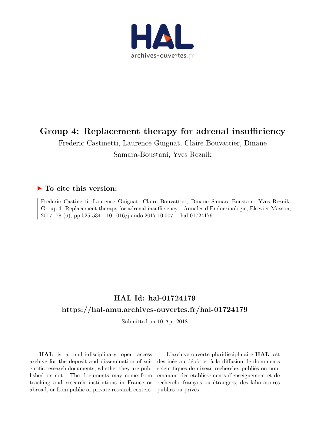 Replacement Therapy for Adrenal Insufficiency