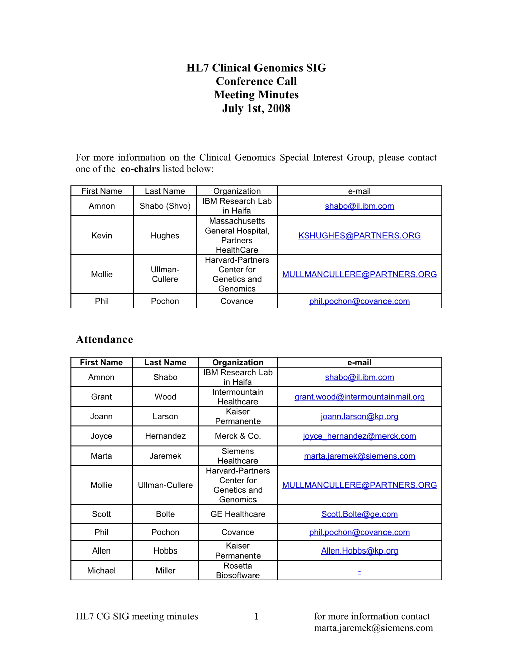 HL7 Clinical Genomics SIG