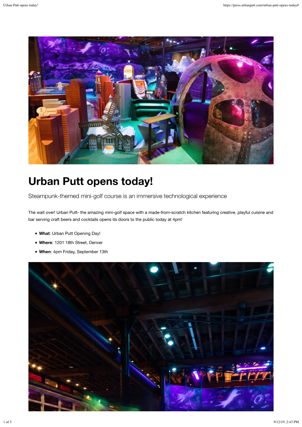 Urban Putt Opens Today!