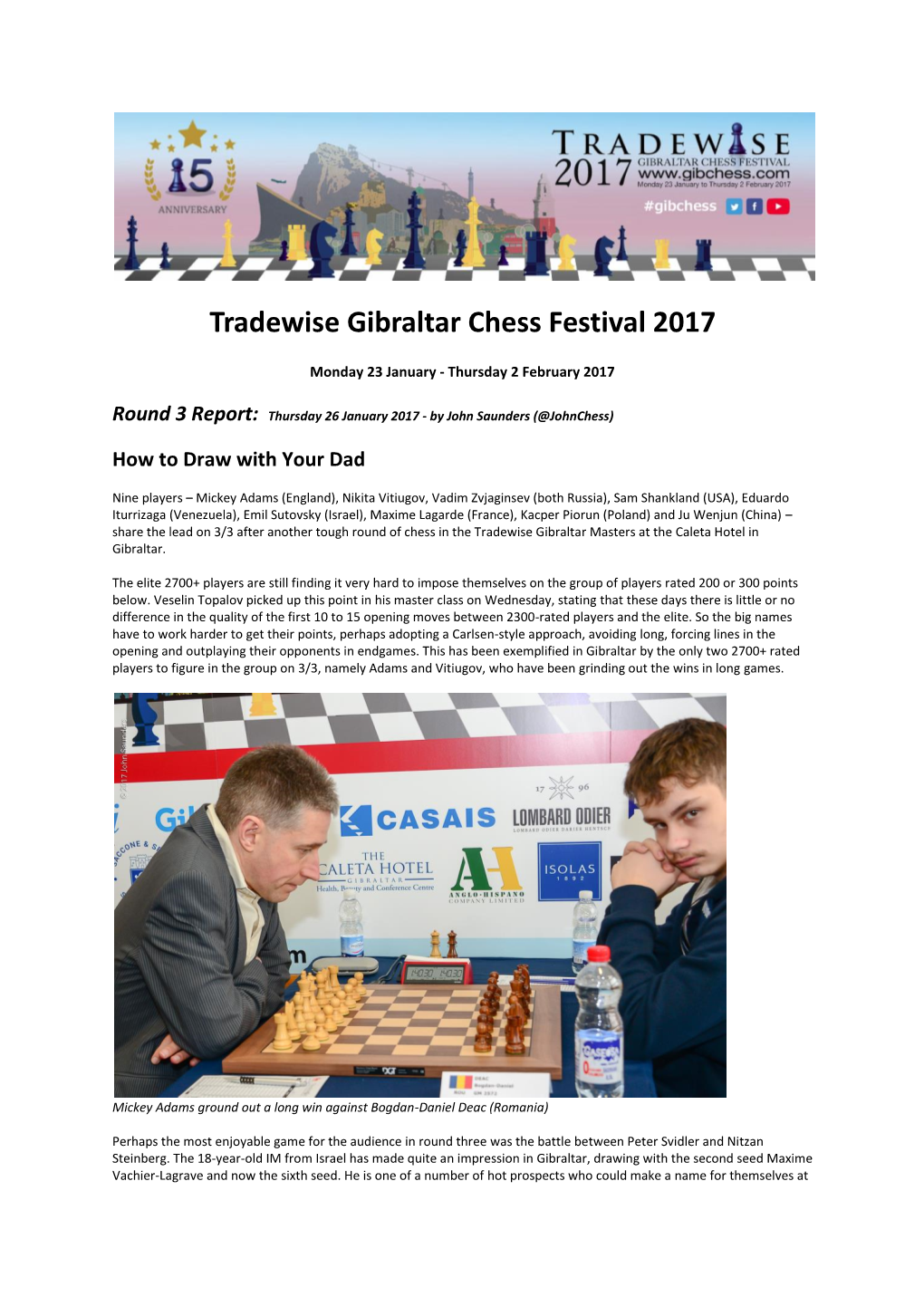 Tradewise Gibraltar Chess Festival 2017