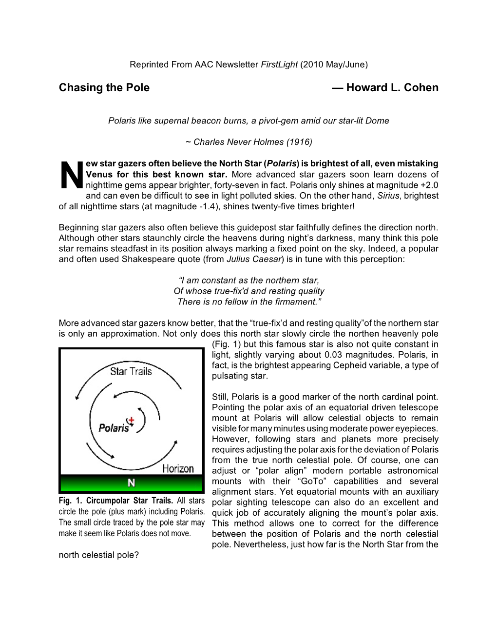 Chasing the Pole — Howard L. Cohen