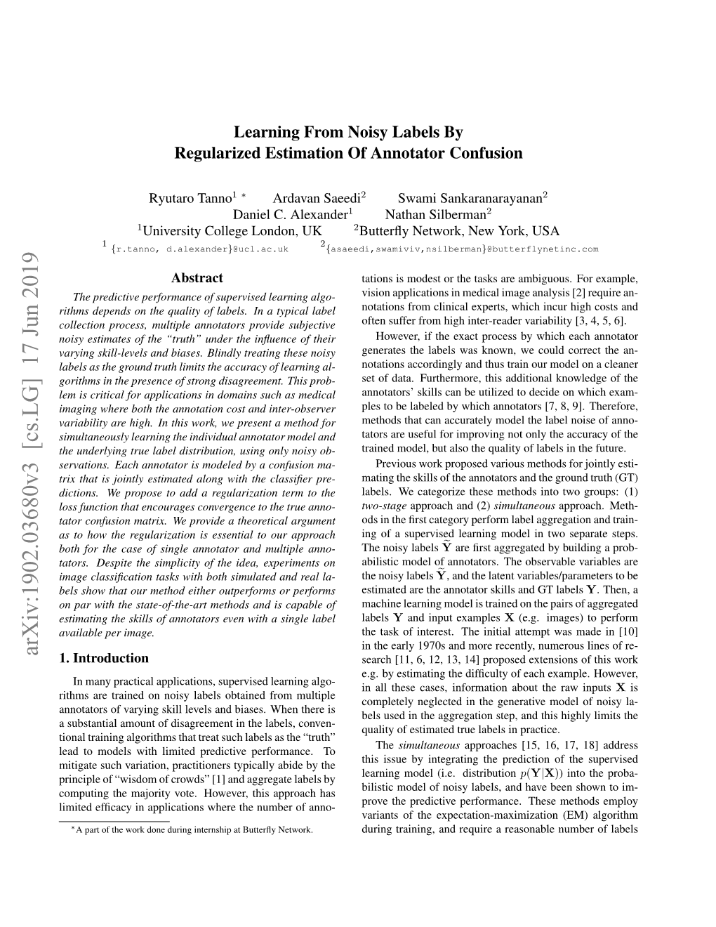 Arxiv:1902.03680V3 [Cs.LG] 17 Jun 2019 1