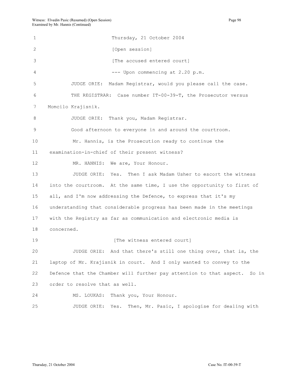 Witness: Elvedin Pasic (Resumed) (Open Session) Page 7287