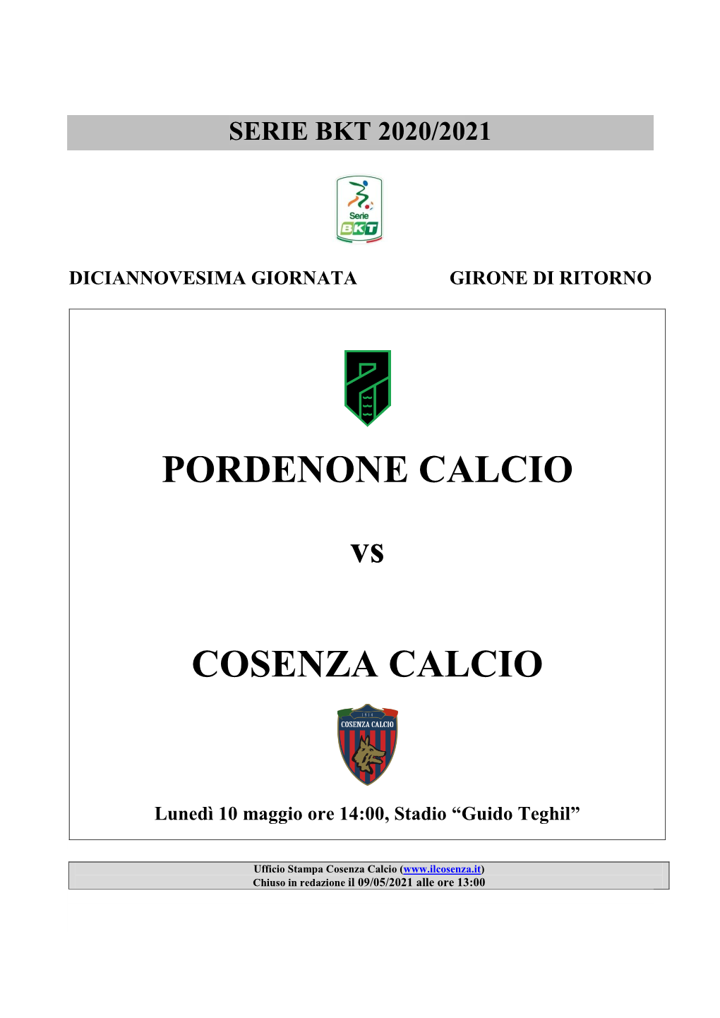 Match Program Pordenone