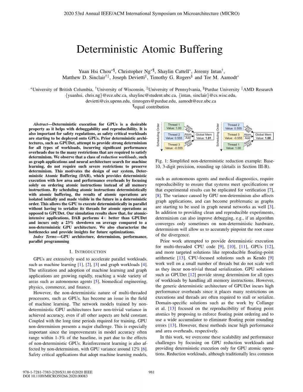 Deterministic Atomic Buffering