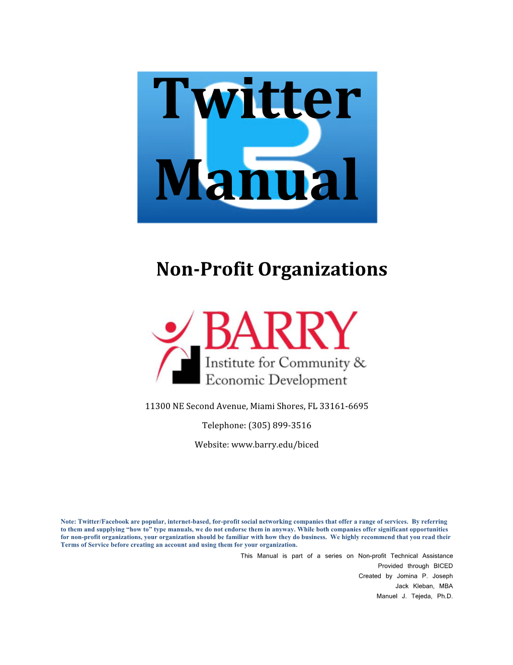 Twitter Manual Non-Profit Organizations