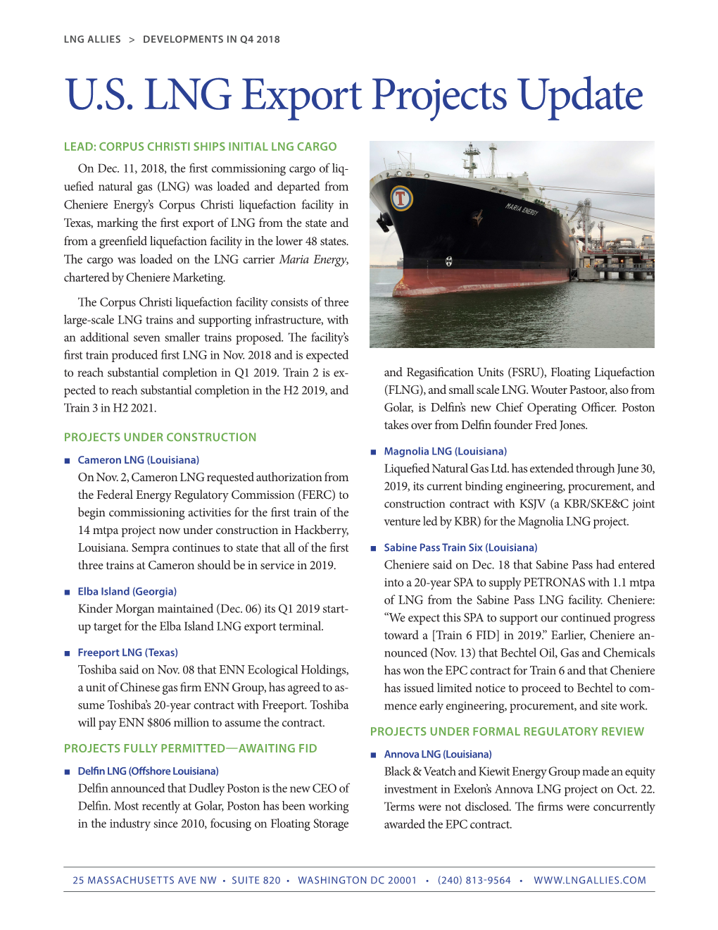 U.S. LNG Export Projects Update