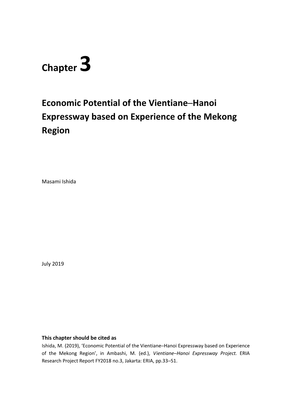 Chapter 3. Economic Potential of the Vientiane-Hanoi Expressway Based